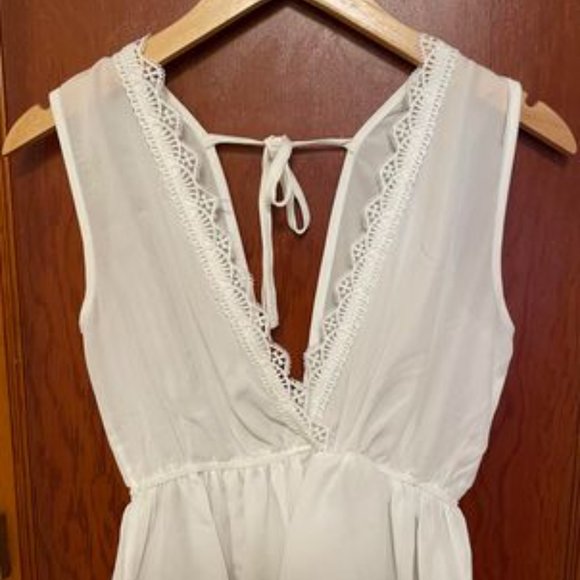 NWOT Shein White Lace Panel Peplum Tank Top - Picture 3 of 5